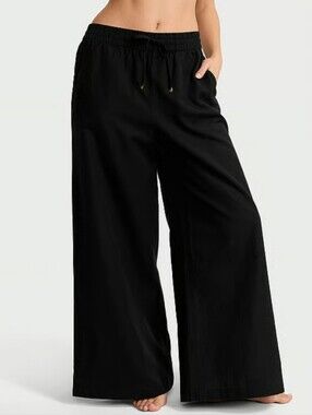 Victoria's Secret Swim Beachwear Linen Wide-Leg Pants Sz Small NWT